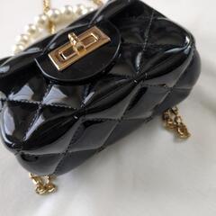 SHEIN ミニバッグ エナメル 黒の画像