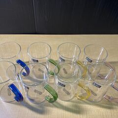 T511-649066/キングクリスタル カラーハンドルガラスカップ 8個 温かい飲み物にも冷たい飲み物にも適していますの画像