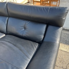 ソファ　L字ソファ　3人掛け　ソファー　レザー　家具　黒　ブラック【横248奥80奥130（L字奥行き）背面高85座面高38】の画像
