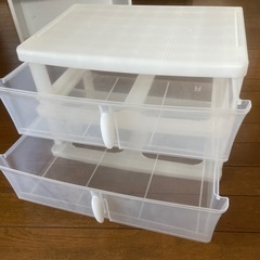 透明プラスチック 2段収納ボックス/棚セット(家具)
の画像