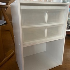 透明プラスチック 2段収納ボックス/棚セット(家具)
の画像