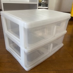 透明プラスチック 2段収納ボックス/棚セット(家具)
