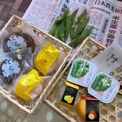 無農薬栽培採れたてオクラ＆お菓子詰め合わせの画像