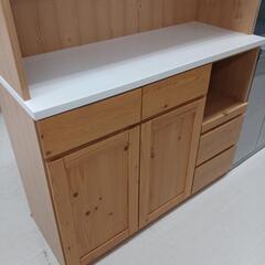 【ドリーム尾浜店】2Pデザインソファー高さ(H)カントリーン調オープンボード　NA　※天板ヤケあり　※上段左側キズあり　※開き扉欠品　cm× 幅(W)120cm× 奥行(D)47cmの画像