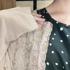 刺繍 アンサンブル レトロ 半袖 シフォン カーディガン セット の画像