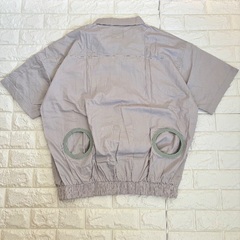 新品❤️空調服フルセット【ファンバッテリー付 グレー2色 4XL 半袖 綿】の画像