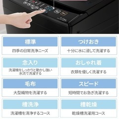 COMFEE' 洗濯機 5.5kg 透明ガラスドア 全自動 槽洗浄 予約機能 コンパクト 風乾燥 1-3人用 一人暮らし 5.5キロ スピードコース ステンレス槽 CAC06EW55/T-S1 黒 金属グレーの画像
