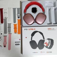 ②P9 ULTRA 2 スマートウォッチBluetooth無線ヘッドホン レッドの画像