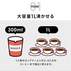 電気ケトル　電気ポット　1Lの画像