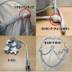 ヤトミ ベビーバウンサーチェア TOBOS おひるね＆チェア（グレー）の画像