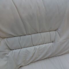二人掛けワイドソファ　ホワイト　合皮【モノ市場東浦店】125の画像