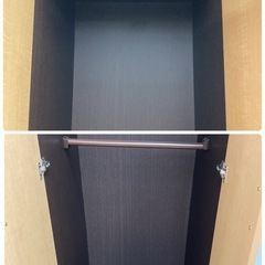 S783 ⭐中村敬木工 ワードローブ クローゼット ブラウンコンビカラー 幅60cm USEDの画像