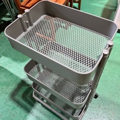 スチールワゴン　収納家具　収納棚　グレーグリーン　三段　3段　インテリア【横44.6奥30.5高77.5】の画像