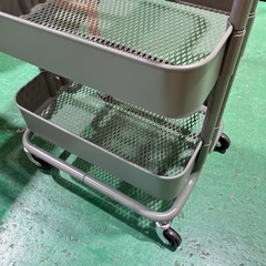 スチールワゴン　収納家具　収納棚　グレーグリーン　三段　3段　インテリア【横44.6奥30.5高77.5】の画像