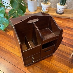 【‼️美品‼️】 木製マルチ収納ラック（ダークブラウン）の画像