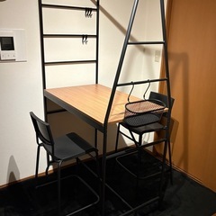 IKEAイケア HÅVERUD ホーヴェルード テーブル はしご収納付き, ブラック105.125.71の画像