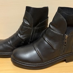 　新品　PREGUNTA ショートブーツ　レザー　本革　なめし　ブラック　38 24cmの画像