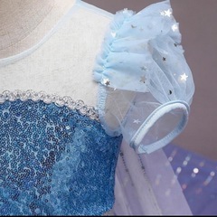 キッズドレス 新品120cm  プリンセス エルサ 仮装 コスプレ 水色 ドレス 女児の画像