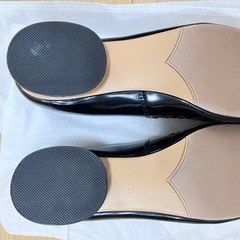 23cm 本革　ブラック 編み込みデザイン フラットシューズの画像