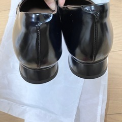 23cm 本革　ブラック 編み込みデザイン フラットシューズの画像