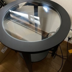【廃盤品】IKEA サイドテーブル　MALMSTA 黒　円テーブルの画像