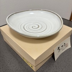 未使用 京焼 庵工房 白化粧 平鉢 20cm の画像