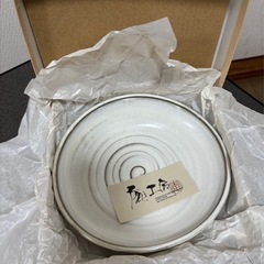 未使用 京焼 庵工房 白化粧 平鉢 20cm の画像