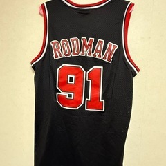 NBAシカゴブルズ激レア人気デニスロッドマンゲームシャツ黒 NBAファイナルズの画像