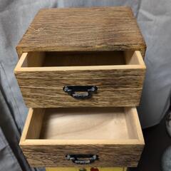和風　レトロ調　木製　桐材製？　小物入れ　引き出し二段の画像