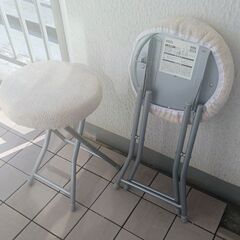 ニトリ 折りたたみ 椅子2脚セット カバー付き クッションチェアー スツール キッチンチェアの画像