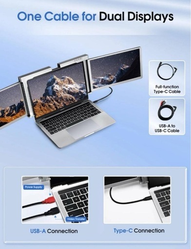 USB-A to USB-C デュアルディスプレイケーブル