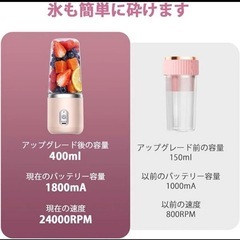 新品 ジューサー ミキサー 1台7役 400ML 果物 野菜 ジュース 離乳食用 ピンクの画像