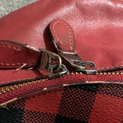 coach レザーリュック　赤　チェックの画像