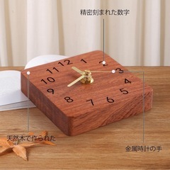 【無垢材×静音】木製デスククロック 小型 アナログ置き時計 4インチ 電池式の画像