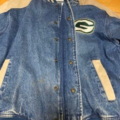 LEE SPORTS GREEN  BAY PACKERS パッカーズ デカロゴ刺繍 デニムスタジャン の画像