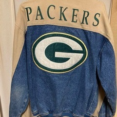 LEE SPORTS GREEN  BAY PACKERS パッカーズ デカロゴ刺繍 デニムスタジャン の画像