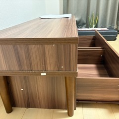 ぼん家具 テレビ台 ローボード 伸縮式 幅105.5〜 183.5x奥行44x高さ40 木製ウォールナットの画像