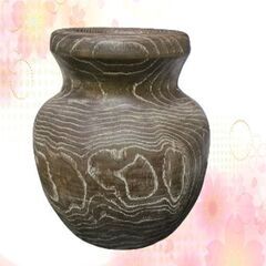 新品。木をくりぬいて作った花瓶。中に金属の入れ物が有ります。の画像