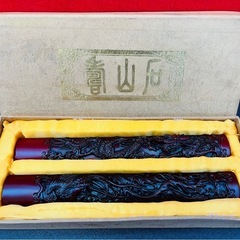 黒檀文鎮 鳳凰 龍 書道具 文鎮 中国 工芸品 美術品 アンティーク 彫刻 書 習字の画像
