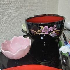 未使用　桂由美 　和食器　懐石セット5客　お椀　５色小鉢　箸おぼん付きの画像