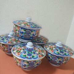 未使用　有田焼　更紗古伊万里焼　金彩　清秀窯　湯呑み謹製蓋付６客の画像