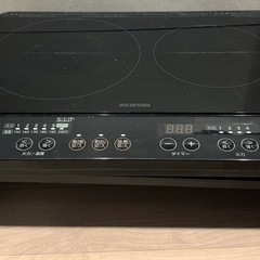 アイリスオーヤマ　IHK-WKT2-B 2口IHコンロ 1400Wの画像