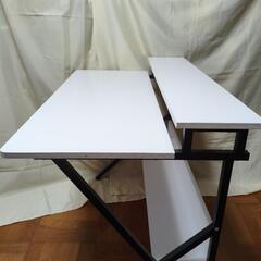 KKL パソコンデスク モニター台付き 幅100cm×奥行60cm 机 pcデスク ゲーミングデスク コンパクト おしゃれ 省スペース テレワークデスク 一人暮らし 組立簡単 ラック付きデスク モニターアーム対応 ホワイトの画像