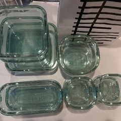 iwaki 保存容器 耐熱ガラス ガラス 密閉 耐熱皿 耐熱容器 11点セット ガラス グリーンの画像
