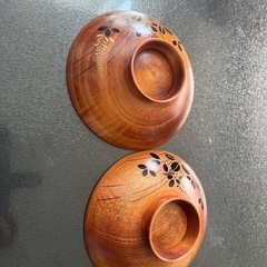 お椀の蓋　2枚　天然木　の画像