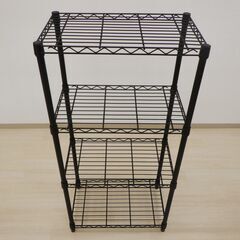 ワイヤーシェルフ4段（ブラック）【小金井市民限定】（小金井市再生家具）品番：08-03-16 ※新規優先の画像
