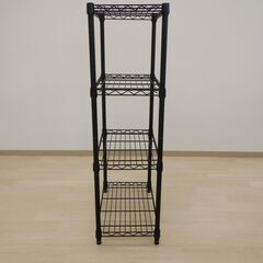 ワイヤーシェルフ4段（ブラック）【小金井市民限定】（小金井市再生家具）品番：08-03-16 ※新規優先の画像