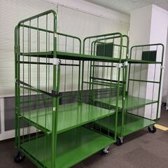 【中古品】①カゴ車『2台』W1100×D800×H1700mm×2台　②ナンシンカゴ車用『4枚』中間棚ナンシンRS-5の画像