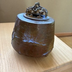 【2日間限定】平井昇甫作 蝋型鋳銅 松竹梅 香炉 共箱付き 銅製 アンティークの画像