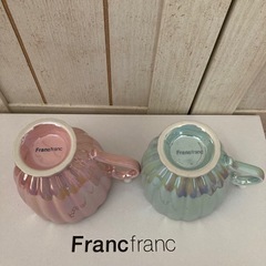 ⭐️Francfranc オパールシェルマグ 2個ペアセット 新品未使用 ミント ピンク フランフラン カップ グラス⭐️の画像